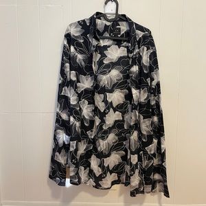 Armani Exchange Men’s L Slim Button Down Navy Floral